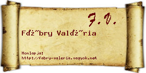 Fábry Valéria névjegykártya