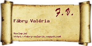 Fábry Valéria névjegykártya